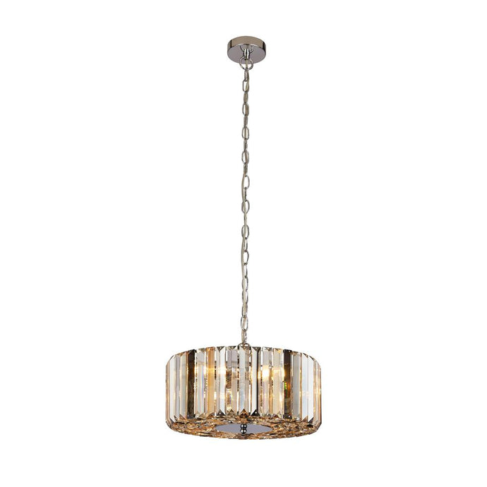 Searchlight 82101-3CC Chapeau 3Lt Chrome Pendant With Amber, Smoke And Clear Glass Crystals - 31537