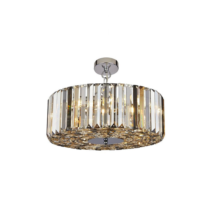 Searchlight 82101-5CC Chapeau 5Lt Chrome Pendant With Amber, Smoke And Clear Glass Crystals - 31539
