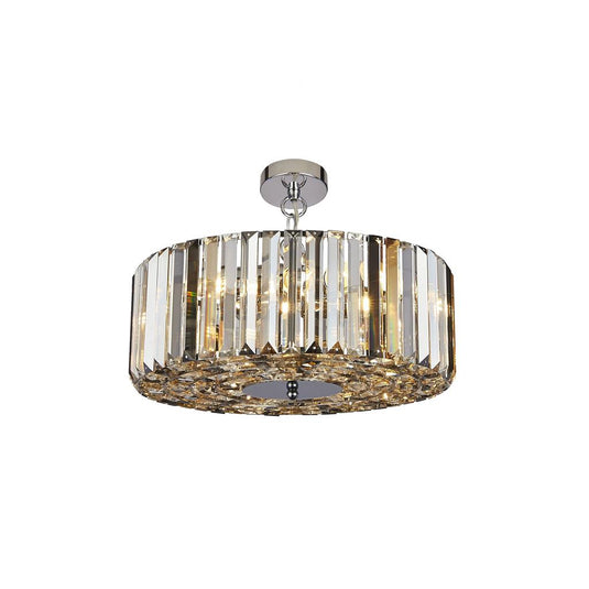 Searchlight 82101-5CC Chapeau 5Lt Chrome Pendant With Amber, Smoke And Clear Glass Crystals - 31539