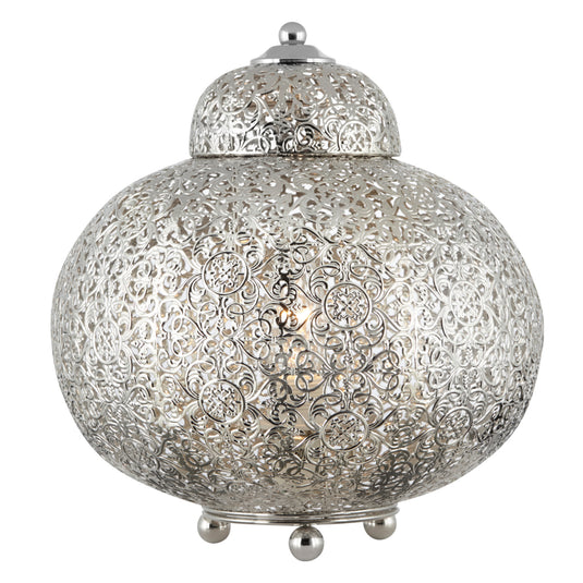 Searchlight 8221-1SS Fretwork - Table Lamp, Shiny Nickel - 24678
