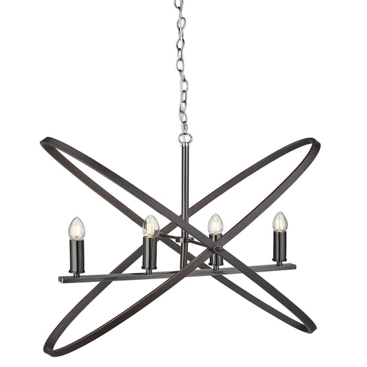 Searchlight 8244-4PW Hoopla 4Lt Pendant, Pewter - 31544