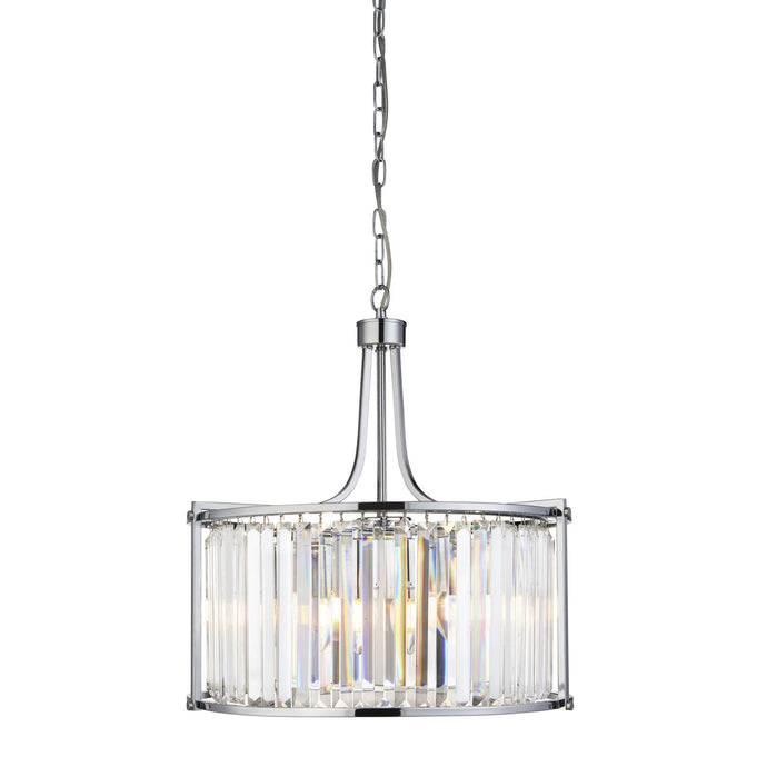 Searchlight 8295-5CC Victoria 5Lt Drum Pendant, Chrome With Crystal Glass - 24391