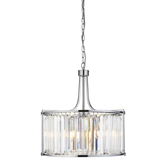 Searchlight 8295-5CC Victoria 5Lt Drum Pendant, Chrome With Crystal Glass - 24391