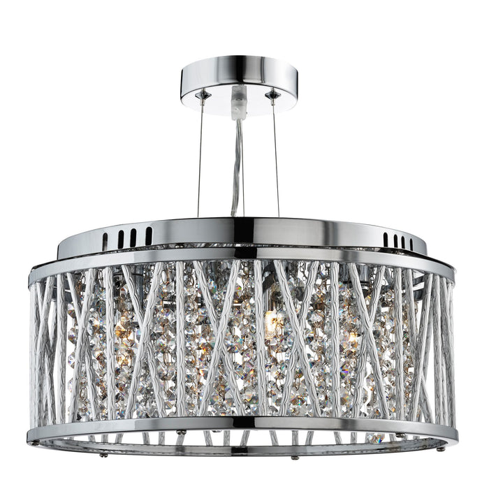 Searchlight 8333-3CC Elise 3Lt Ceiling Flush/Pendant, Chrome, Clear Crystal Button Drops, Aluminium Tubes Trim - 19483