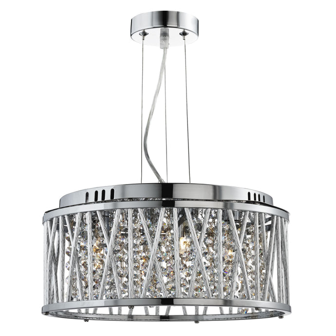 Searchlight 8334-4CC Elise 4Lt Ceiling Flush/Pendant, Chrome, Clear Crystal Button Drops, Aluminium Tubes Trim - 19448
