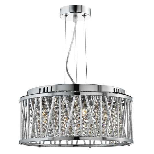 Searchlight 8334-4CC Elise 4Lt Ceiling Flush/Pendant, Chrome, Clear Crystal Button Drops, Aluminium Tubes Trim - 19448