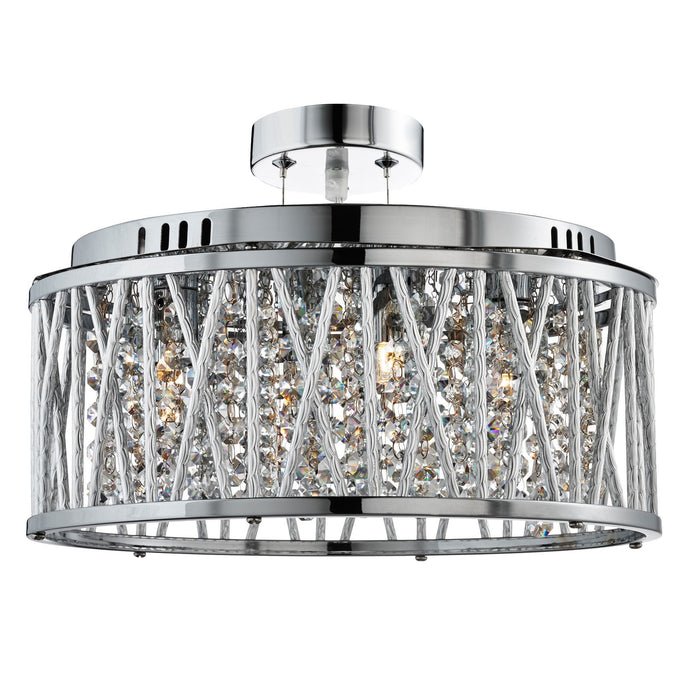 Searchlight 8335-5CC Elise 5Lt Ceiling Flush/Pendant, Chrome, Clear Crystal Button Drops, Aluminium Tubes Trim - 31557