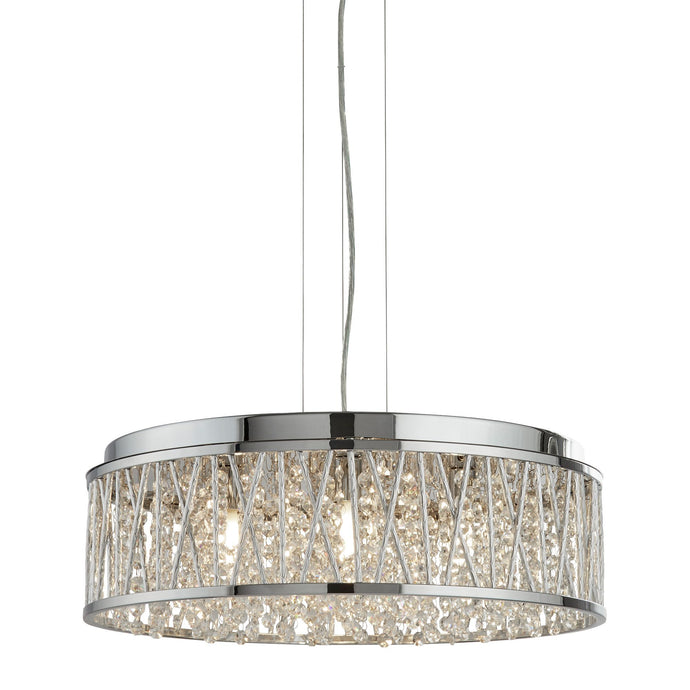 Searchlight 8337-7CC Elise 7Lt Ceiling Flush/Pendant, Chrome, Clear Crystal Drops, Aluminium Tubes Trim - 31558