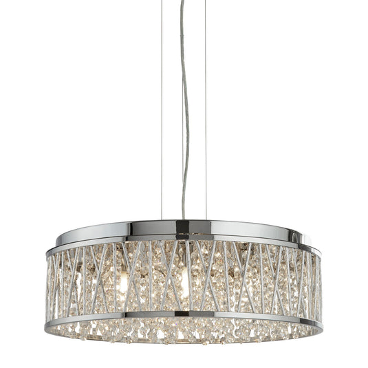 Searchlight 8337-7CC Elise 7Lt Ceiling Flush/Pendant, Chrome, Clear Crystal Drops, Aluminium Tubes Trim - 31558