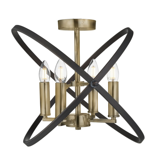 Searchlight 8344-4BZ Hoopla 4Lt Semi Flush, Bronze - 31560