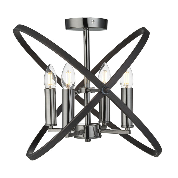 Searchlight 8344-4PW Hoopla 4Lt Semi Flush, Pewter - 24549