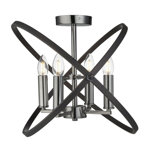 Searchlight 8344-4PW Hoopla 4Lt Semi Flush, Pewter - 24549