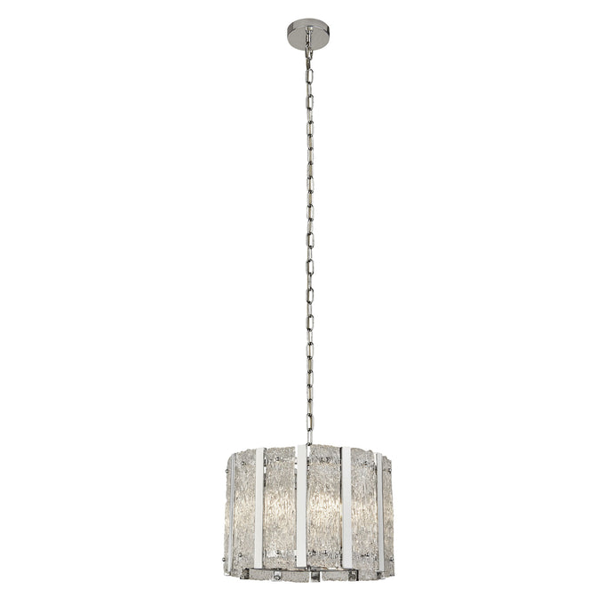 Searchlight 8405-5SS Alexandra 5Lt Satin Silver Pendant With Aquatex Glass And Metal Bars - 31563