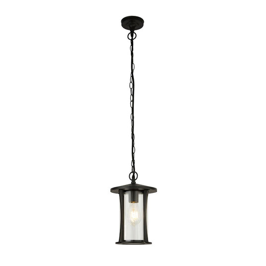 Searchlight 8476BK Pagoda 1Lt Outdoor Pendant - Black With Clear Glass - 26491