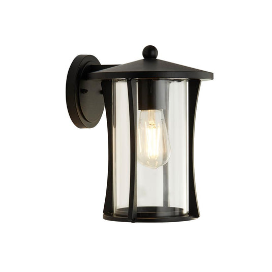 Searchlight 8477BK Pagoda 1Lt Outdoor Wall/Porch Light - Black With Clear Glass - 26490