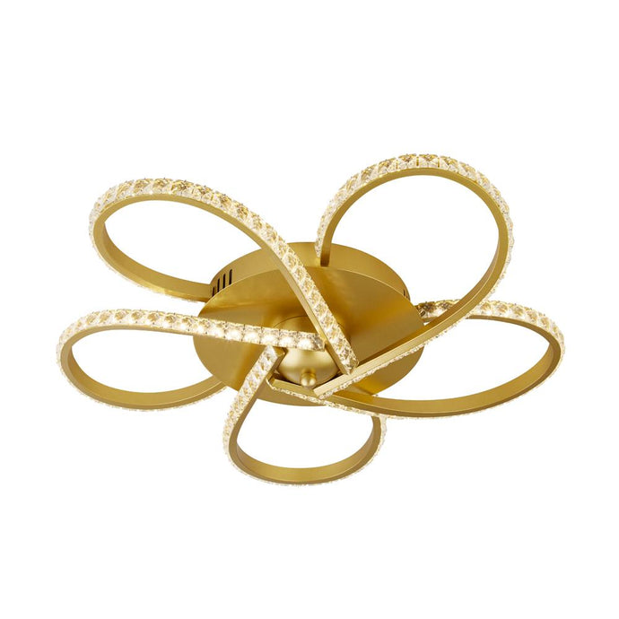 Searchlight 85201-5GO Daisy 5Lt LED Flush Fitting, Gold With Clear Crystals - 31571