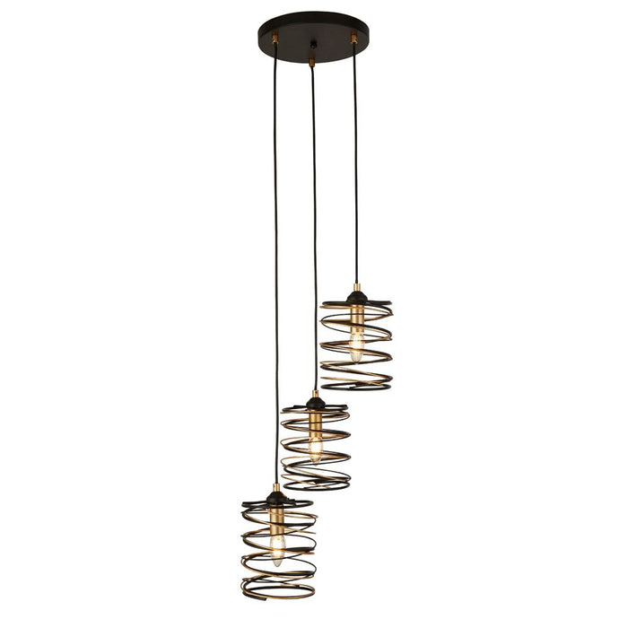 Searchlight 85583-3BGO Spring 3Lt Multi Drop Pendant, Black And Gold - 31576