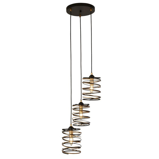Searchlight 85583-3BGO Spring 3Lt Multi Drop Pendant, Black And Gold - 31576