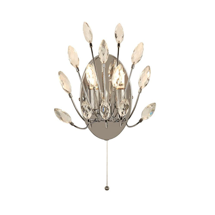 Searchlight 86012-2CC Peacock 2Lt Wall Light With Crystal - 31582