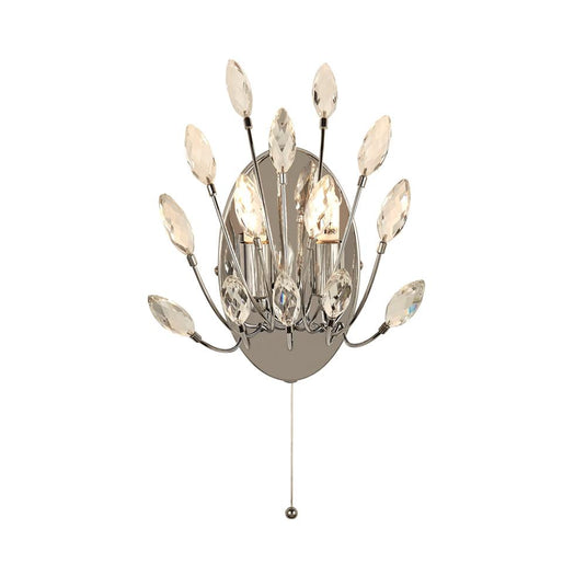 Searchlight 86012-2CC Peacock 2Lt Wall Light With Crystal - 31582
