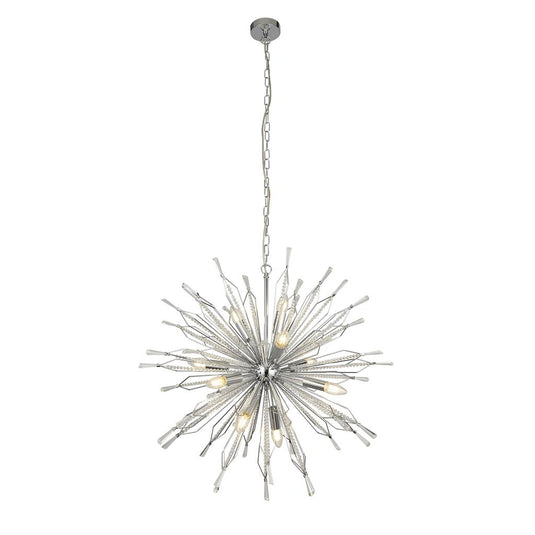 Searchlight 8610-10CC Starburst 10Lt Chrome Pendant With Clear Glass Bead Detail - 31583