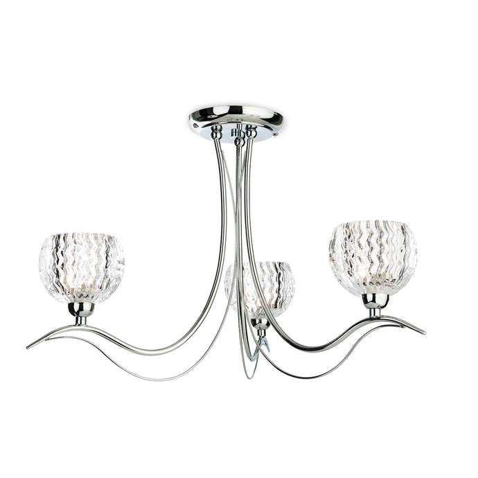 Firstlight 8619CH Blanche 3 Light Polished Chrome Semi Flush Ceiling Light