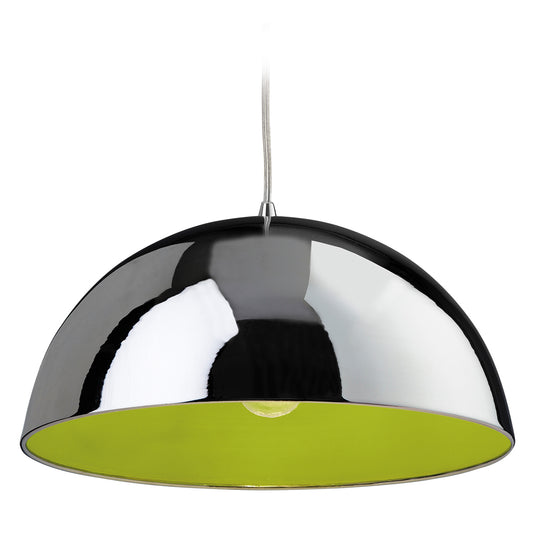 Firstlight 8622CHGN Bistro 1 Light Polished Chrome & Green Pendant Ceiling Light