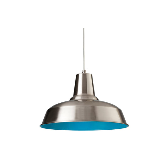 Firstlight 8623BSBL Smart 1 Light Brushed Steel & Blue Pendant Ceiling Light