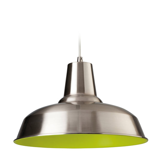 Firstlight 8623BSGN Smart 1 Light Brushed Steel & Green Pendant Ceiling Light