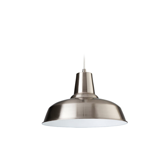 Firstlight 8623BSWH Smart 1 Light Brushed Steel & White Pendant Ceiling Light