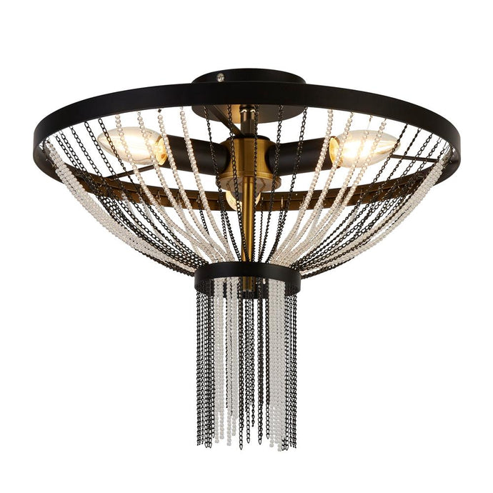 Searchlight 86353-3BK Baguette 3Lt Ceiling Light, Black With Satin Brass - 31585