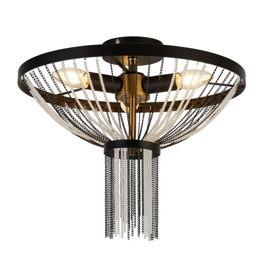 Searchlight 86353-3BK Baguette 3Lt Ceiling Light, Black With Satin Brass - 31585
