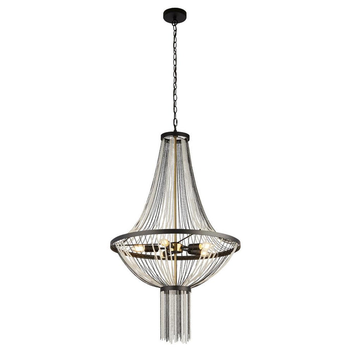 Searchlight 86353-5BK Baguette 5Lt Pendant, Black With Satin Brass - 31586