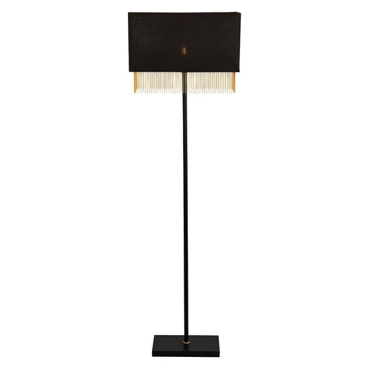 Searchlight 8729BK Fringe 1Lt Floor Lamp - Black Shade With Gold Chain - 31595