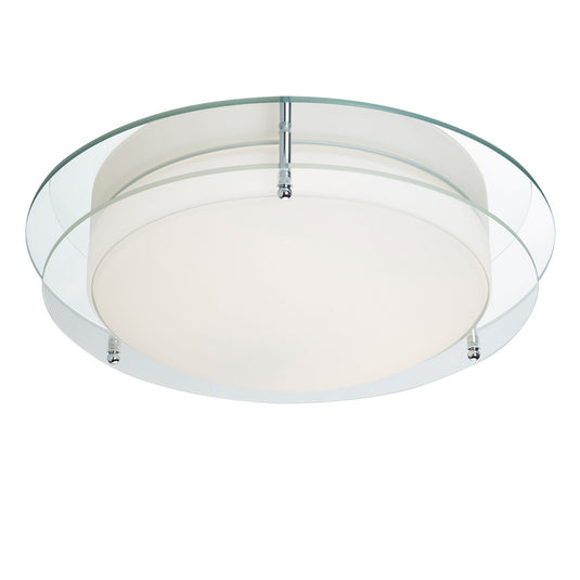 Searchlight 8803-36CC Limerick Bathroom Flush Chrome Fitting, Mirror Backplate, Opal Glass - 31608