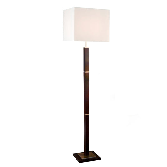 Searchlight 8880BR Waverley Floor Lamp 1Lt Brown Wood/SS Rectangular - 23580