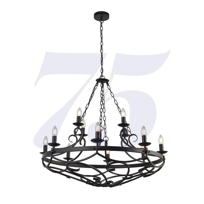 Searchlight 8912-12BK Cartwheel Iii - 12Lt Pendant With Chain - Black - 31620