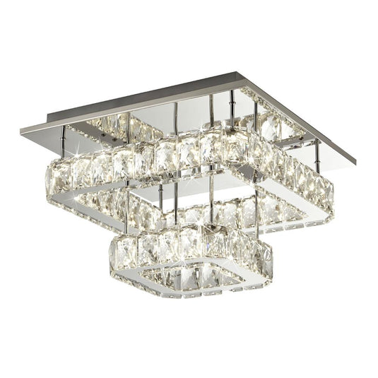 Searchlight 8952CC LED 2 Tier Flush Fitting With Crystal Glass - Chrome - 31623