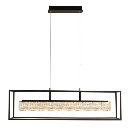 Searchlight 89562BK Elevator LED Crystal Pendant With Matt Black Frame. Dimmable - 31624