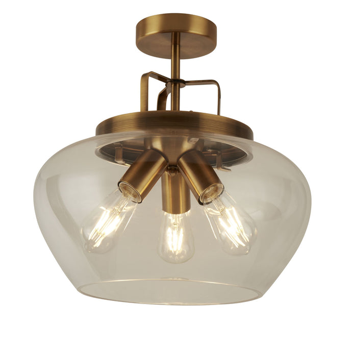 Searchlight 8973-3BZ Boule 3Lt Semi Flush, Bronze/Clear - 31628