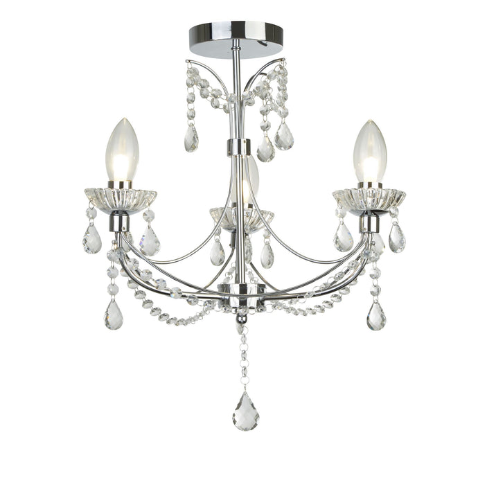 Searchlight 9037-3CC Autumn 3Lt Bathroom Chandalier, Chrome With Crystal Glass - 31629