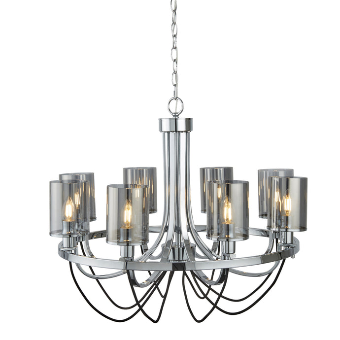 Searchlight 9048-8CC Catalina 8Lt Ceiling, Chrome, Black Braided Cable, Smoked Glass Shades - 31632