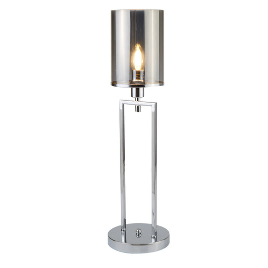 Searchlight 9052CC Catalina 1Lt Table Lamp, Chrome, Smoked Glass Shades - 22850