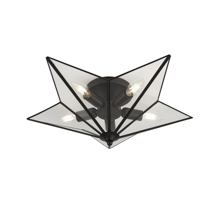 Searchlight 9085-5BK Star 5Lt Flush Fitting - Black With Clear Glass Panels - 31634