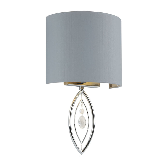 Searchlight 9137CC Crown Wall Light -Chrome With Grey Shade And Crystal Drop - 31644