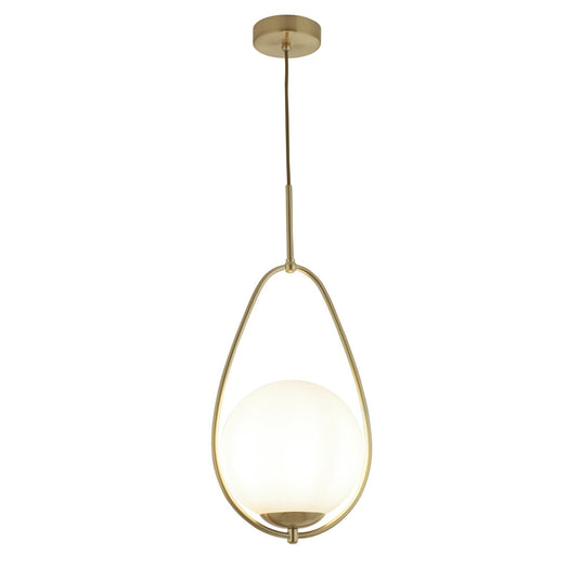 Searchlight 9171-1GO Avalon 1Lt Ball Pendant, Gold With Matt Opal Glass - 24133