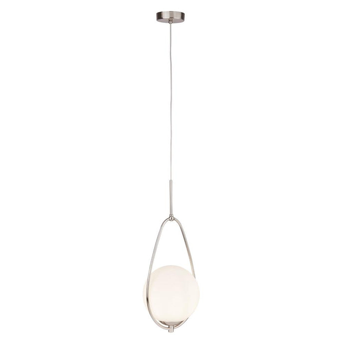 Searchlight 9171-1SS Avalon 1Lt Ball Pendant, SS With Matt Opal Glass - 23557