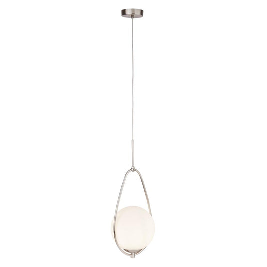 Searchlight 9171-1SS Avalon 1Lt Ball Pendant, SS With Matt Opal Glass - 23557