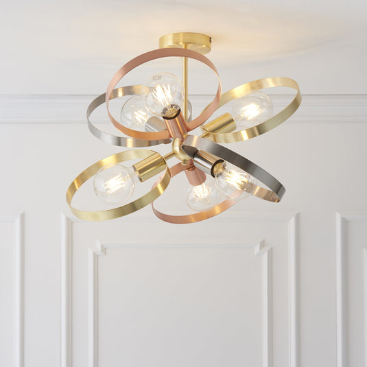 Endon Lighting 91935 Hoop 6lt Semi flush - 34195