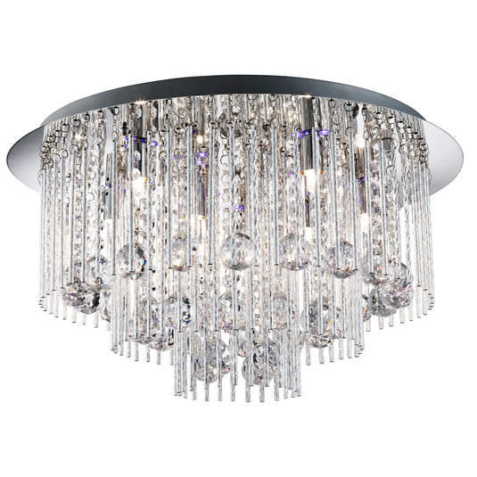 Searchlight 9198-8CC Beatrix Blue LED/8Lt Ceiling Flush, Chrome,  Twist Tubes & Clear Crystal Ball Drops - 31647